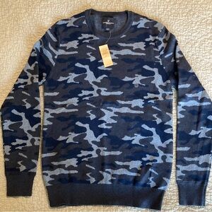 NEW American Eagle Outfitters Mens SMALL Camo Sweater Blue Gray 100% Cotton